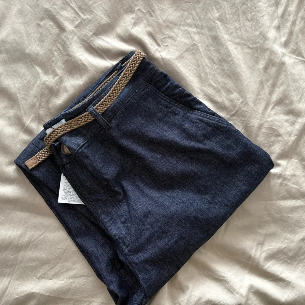 Zara Z1975 Braided‎ Belt Chino Denim Pants Size US 14 NWT